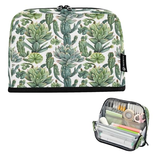Nexawaveo Federmäppchen mit großem Fassungsvermögen, 21,1 x 15 cm, Sukkulenten, Stifteetui für Schule, Büro, Reisen von Nexawaveo