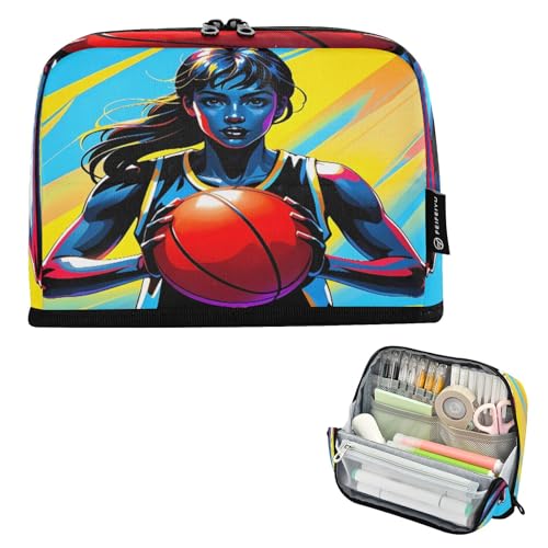 Nexawaveo Federmäppchen mit großem Fassungsvermögen, 21,1 x 15 cm, dynamischer Basketballspieler, gelbe Stifttasche für Schule, Büro, Reisen Nexawaveo Federmäppchen mit großem Fassungsvermögen, 21,1 x 15 cm, dynamischer Basketballspieler, gelbe Stifttasche für Schule, Büro, Reisen von Nexawaveo