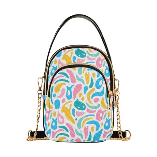 Nexawaveo Gesteppte Crossbody-Tasche, kleine Schultertasche, Damenhandtaschen, Handygeldbörse mit Kette, Abstrakte Regenbogen-Blobs von Nexawaveo