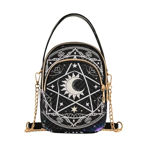 Nexawaveo Gesteppte Crossbody-Tasche, kleine Schultertasche, Damenhandtaschen, Handygeldbörse mit Kette, Rainbow Magic Array von Nexawaveo