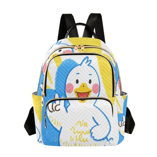 Nexawaveo Gesteppter Rucksack für Damen, 14 Zoll (35,6 cm), Ente, Gelb / Blau, Gelbe und blaue Cartoon-Ente, M, Rucksäcke von Nexawaveo