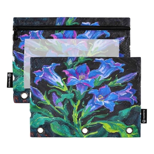 Nexawaveo Iris in Königsblau, 2er-Pack Federmäppchen für 3-Ringbücher, glatter Reißverschluss mit transparentem PVC-Fenster, Federmäppchen für Schulbedarf von Nexawaveo