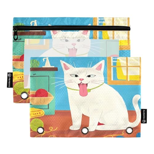 Nexawaveo Niedliches Federmäppchen für 3-Ringbinder, glatter Reißverschluss mit transparentem PVC-Fenster, Federmäppchen für Schulbedarf, 2 Stück von Nexawaveo