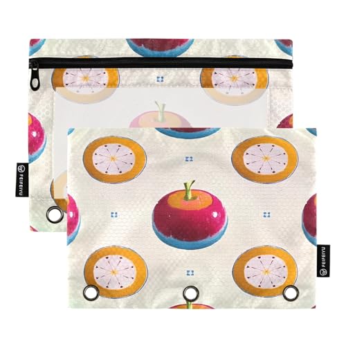 Nexawaveo Passion Fruits Federmäppchen-Set für 3-Ringbinder, glatter Reißverschluss mit transparentem PVC-Fenster, Federmäppchen für Schulbedarf, 2 Stück von Nexawaveo