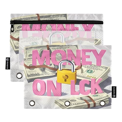 Nexawaveo Secure Word Light Federmäppchen-Set für 3-Ringbücher, glatter Reißverschluss mit transparentem PVC-Fenster, Federmäppchen für Schulbedarf, 2 Stück von Nexawaveo