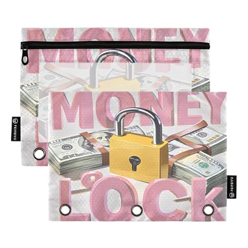 Nexawaveo Secure Word Light Federmäppchen-Set für 3-Ringbücher, glatter Reißverschluss mit transparentem PVC-Fenster, Federmäppchen für Schulbedarf, 2 Stück von Nexawaveo