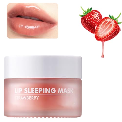 Erdbeer-Lippenschlafmaske, Hydrating Lip Balm, Feuchtigkeitsspendende Lippenmaske, Nährende Lippenpflege, Repariert Lip Falten, Trockene, Rissige, schälende Lippenmaske von Nexolla