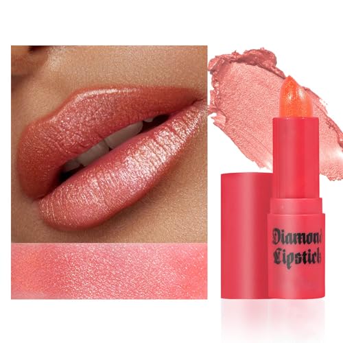 Schimmernder Lippenstift und Lip Balm, Glitzer Lippenstift Metallic Glänzend Glossy, Shimmer Lipstick lipgloss Seidig Velvet Langanhaltend Feuchtigkeitsspendende, Lippenstift Glitzer-02 von Nexolla