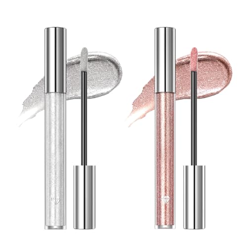Schimmernder Lippenstift und Lip Balm, Glitzer Lippenstift Metallic Glänzend Glossy, Shimmer Lipstick Seidig Velvet Langanhaltend Feuchtigkeitsspendende von Nexolla