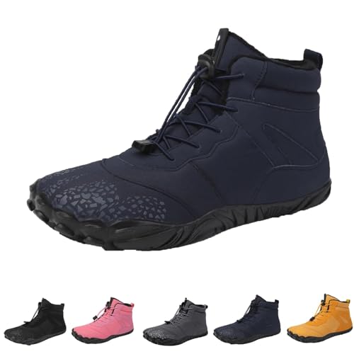 Barfußschuhe Winter, Winter Outdoor Barfußschuhe Wasserdicht Barfussschuhe Schnell Trocknend Traillaufschuhe rutschfeste Stiefel Wanderschuhe Zehenschuhe Barefoot Shoes Herren Damen (Blue,37) von Nexoria