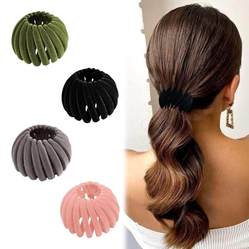 Vogelnest Haarspange, 4 Stück Haarspangen Damen Pferdeschwanz Halter Vogelnest-Haarspangen Haar Accessoires Haarschmuck Haarknoten Clip für Mädchen Damen (A) von Nexoria