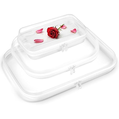 Nexorionar Transparente Hartschalen-Schutzhülle mit Reißverschluss, Kunststoff-Aufbewahrungsbehälter für kleine Toilettenartikel, Spielzeug, Bausteine, Puzzles, Kosmetik und Schreibwaren (Set von von Nexorionar