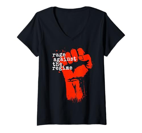 Damen Protest gegen das Regime T-Shirt mit V-Ausschnitt Damen Protest gegen das Regime T-Shirt mit V-Ausschnitt von Next Protest Concert Rage Against The Regime T-shi