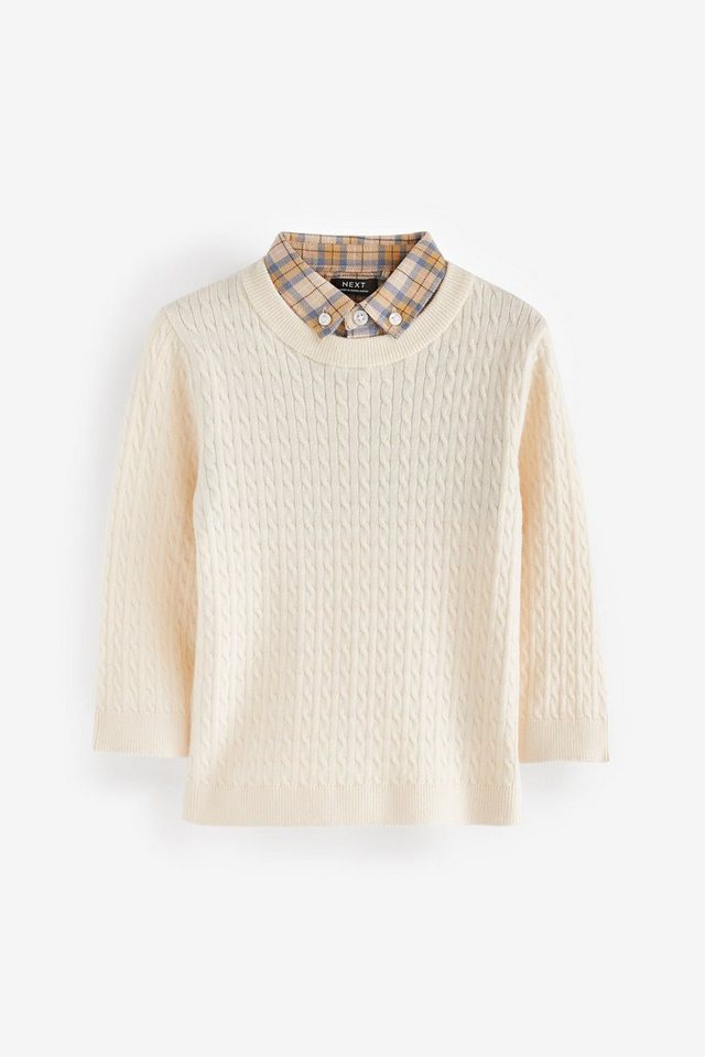 Next 2-in-1-Pullover Pullover mit Zopfmuster und Hemdeinsatz (1-tlg) von Next
