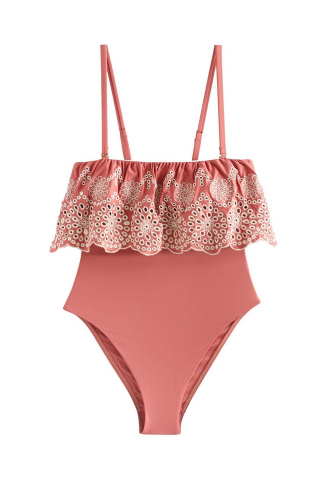 Next Badeanzug Bauchformender Badeanzug mit Stickerei und Rüschen (1-St) von Next