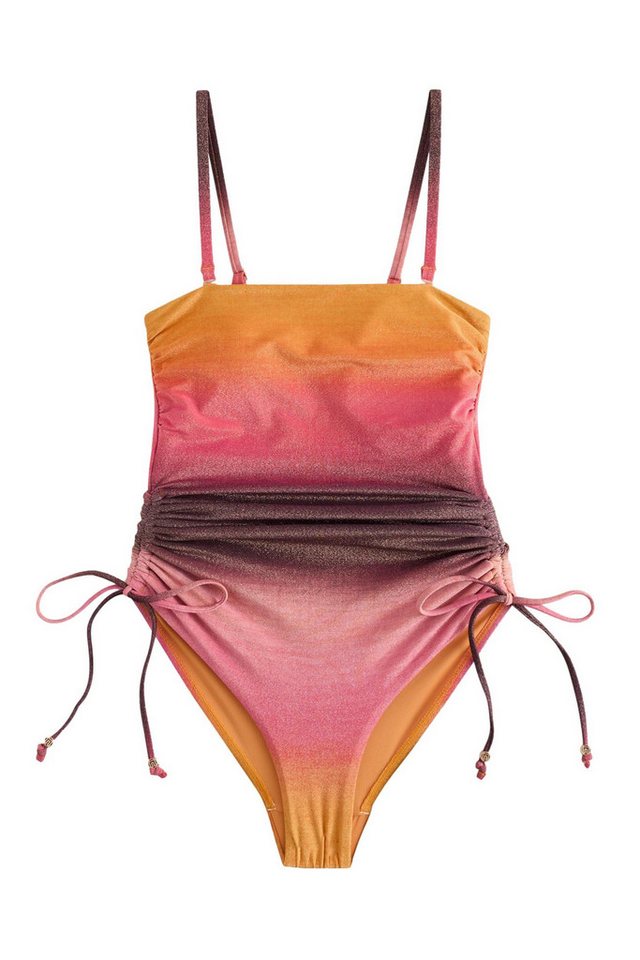 Next Badeanzug Bauchformender Bandeau-Badeanzug mit Beinrüschen (1-St) von Next