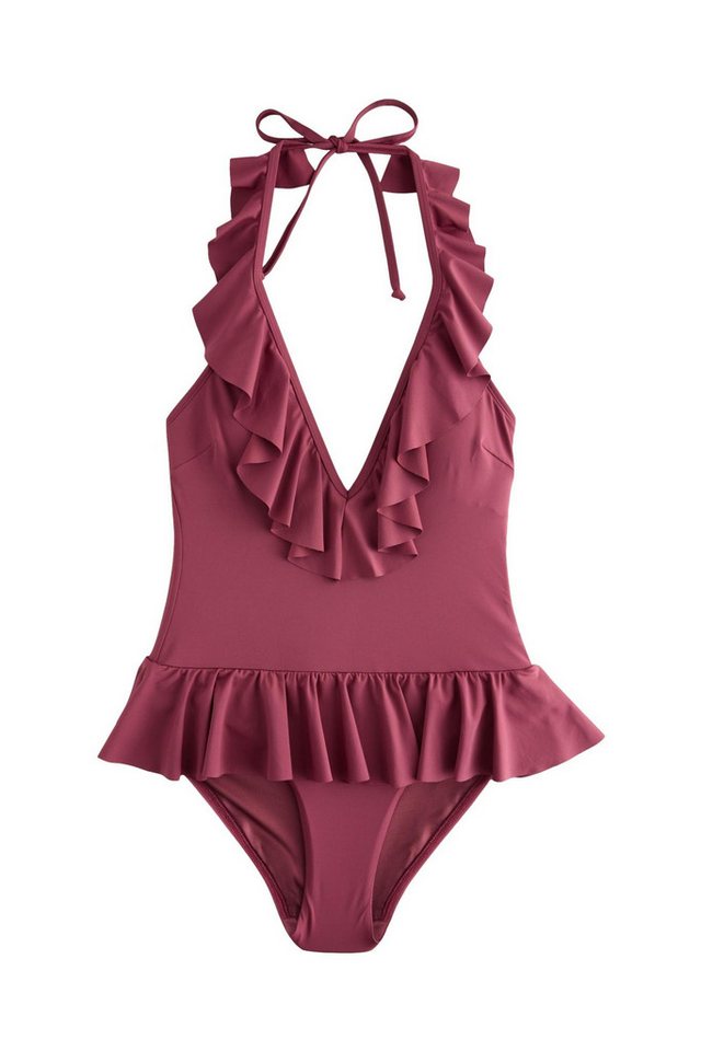 Next Badeanzug Bauchformender Neckholder-Badeanzug mit Rüschen (1-St) von Next