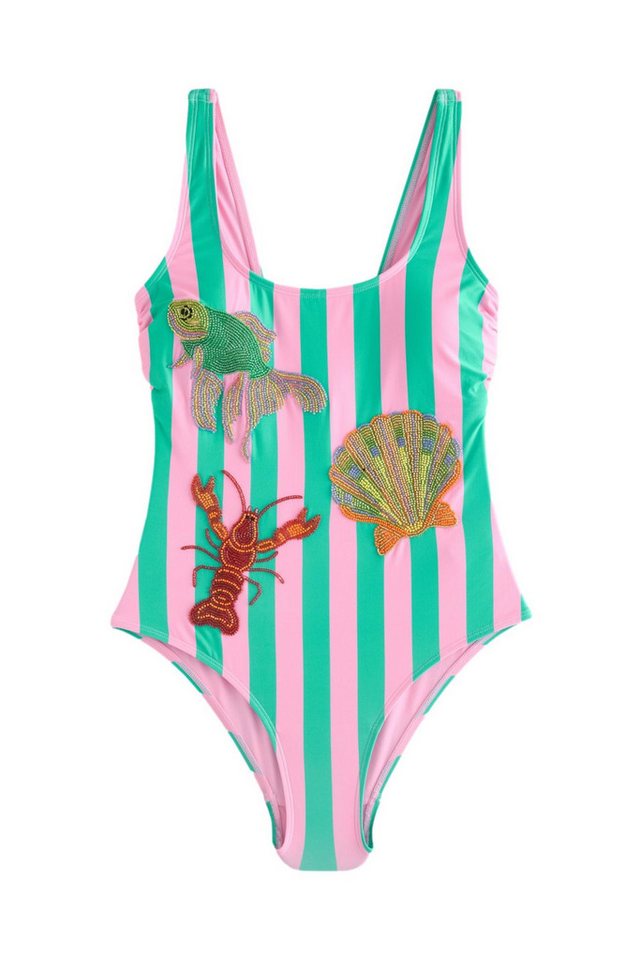 Next Badeanzug Figurformender Badeanzug mit Zierperlen (1-St) von Next