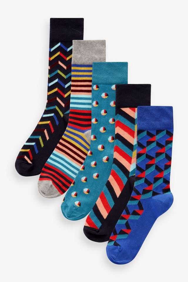 Next Bandeau-Bikini-Top Gemusterte Socken im 5er-Pack (5-St) von Next