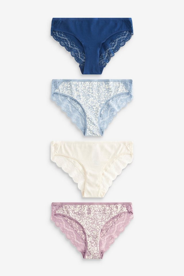 Next Bandeau-Bikini-Top Slips aus Baumwollgemisch mit Spitze, 4er-Pack (4-St) von Next