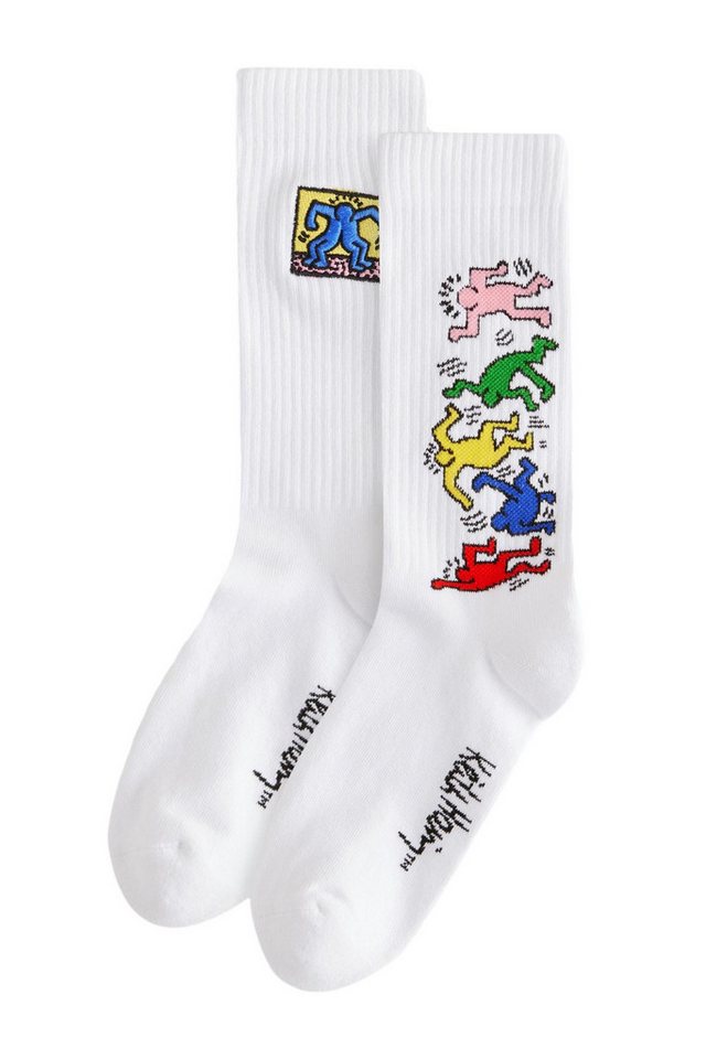 Next Basicsocken Keth Haring Socken mit Stickerei, 2er-Pack (2-Paar) von Next