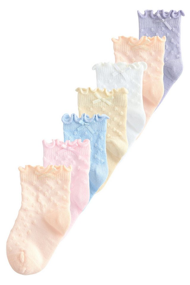 Next Basicsocken Pastellfarbene Babysocken mit Rüschen, 7er-Pack (7-Paar) von Next