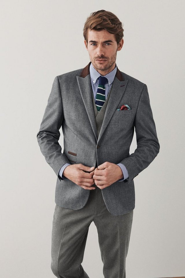 Next Baukastensakko Donegal-Anzug mit Besatz: Sakko-Tailored-Fit (1-tlg) von Next