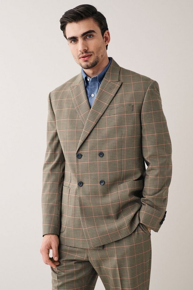 Next Baukastensakko Karierter, zweireihiger Relaxed Fit Anzug: Sakko (1-tlg) von Next