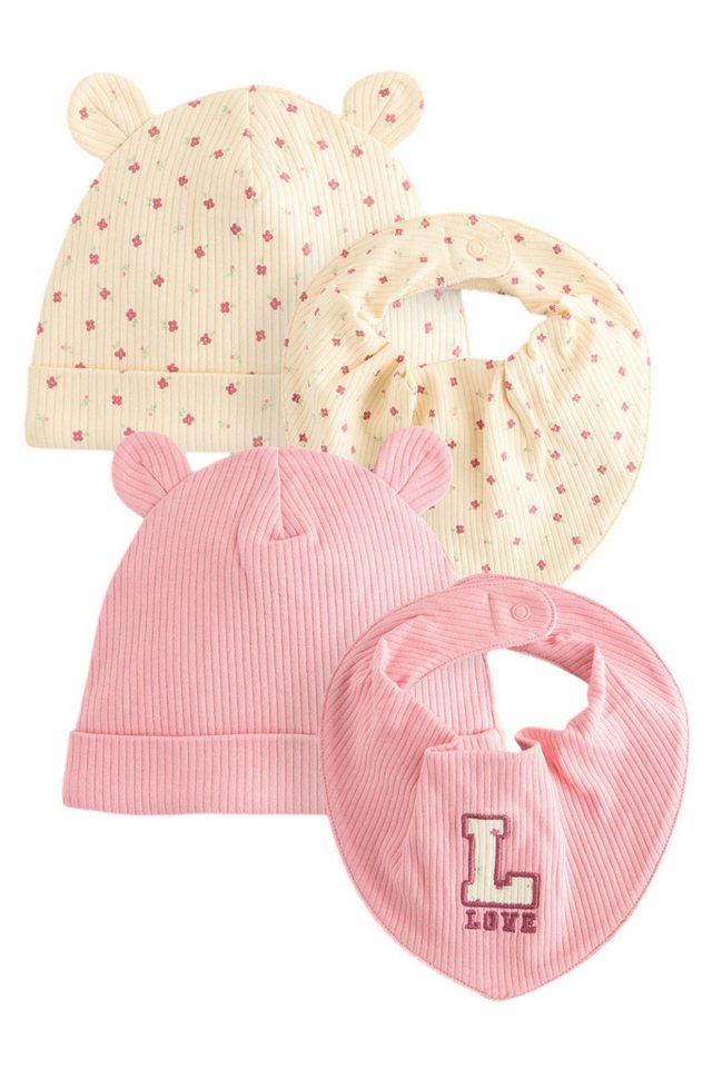 Next Beanie Baby-Mütze und Lätzchen, 4-tlg. Set (4-St) von Next