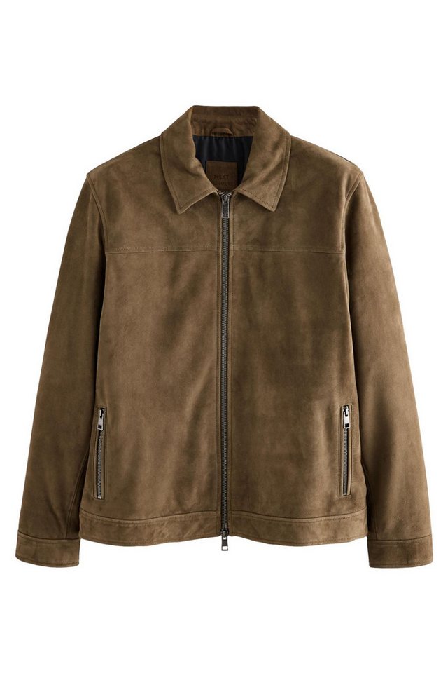 Next Lederjacke Hemdjacke mit Reißverschluss aus Veloursleder (1-St) von Next