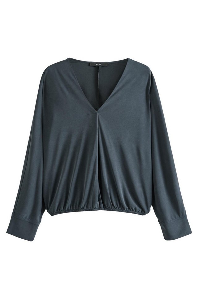 Next Blusenshirt Langärmlige Bluse mit V-Ausschnitt und Ballonsaum (1-tlg) von Next