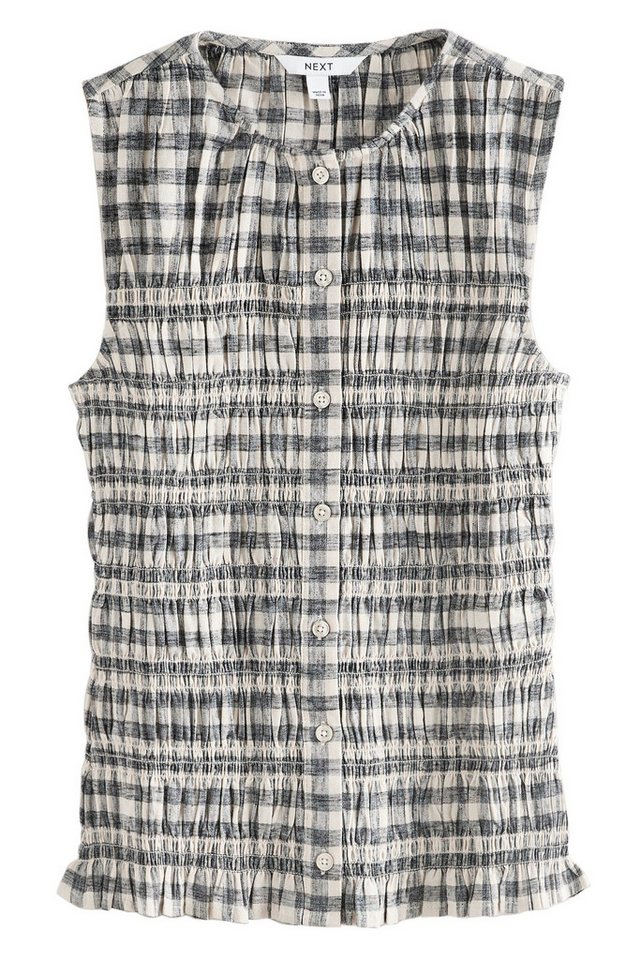 Next Blusentop Ärmelloses gesmoktes Top mit Knopfleiste (1-tlg) von Next