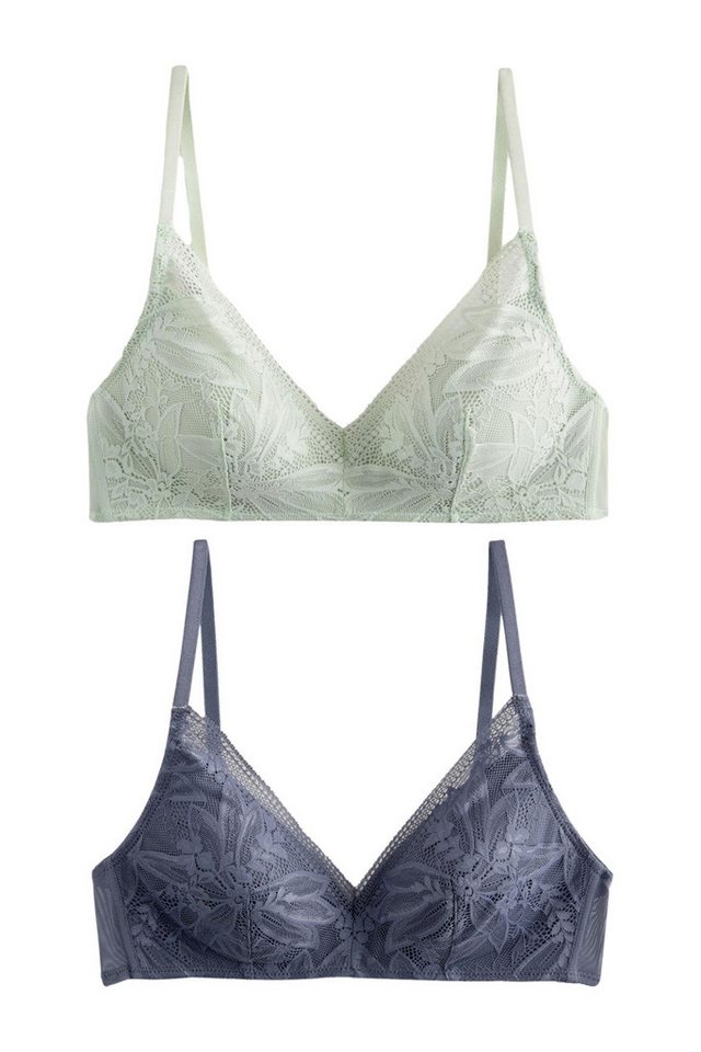 Next Bügelloser BH 2 x wattierte DD+ BHs mit Spitze, ohne Bügel (2-tlg) von Next