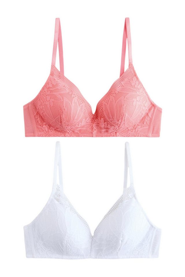 Next Bügelloser BH 2 x wattierte DD+ BHs mit Spitze, ohne Bügel (2-tlg) von Next