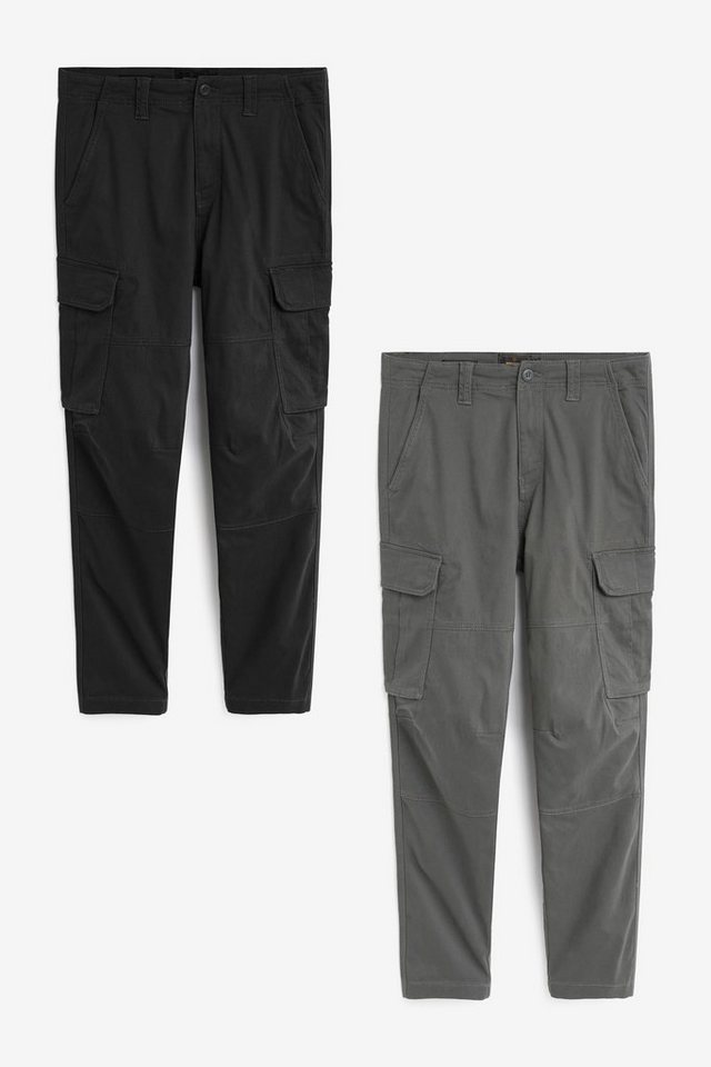 Next Cargohose Slim Fit Cargohose aus Stretchgewebe 2er-Pack (2-tlg) von Next