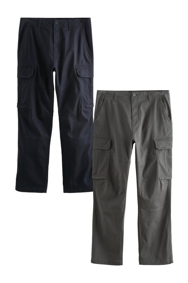 Next Cargohose Straight Fit Stretch-Cargohose, 2er-Pack (2-tlg) von Next