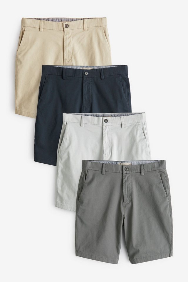 Next Chinoshorts Chinohose mit Stretch im 4er-Pack – Slim Fit (4-tlg) von Next