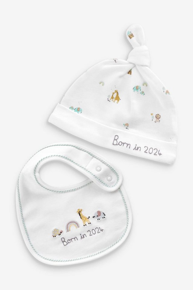 Next Erstlingsmütze „Born in“ Lätzchen und Mütze im 2er-Set (2-St) von Next