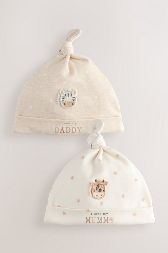 Next Erstlingsmütze Baby-Knotenmütze im 2er-Pack I Love My Mummy/Daddy (2-St) von Next