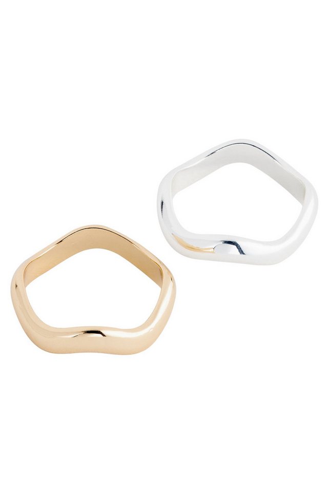 Next Fingerring 2er-Pack Wellen-Ringe mit recyceltem Zink (1-tlg) von Next