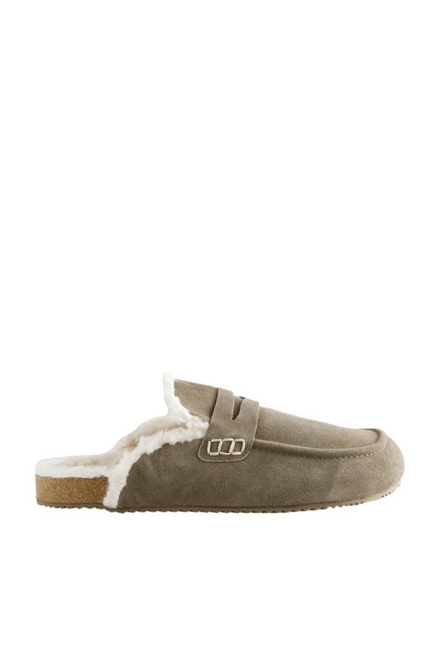 Next Hauspantoletten aus Veloursleder mit Teddyfutter Hausschuh (1-tlg) von Next