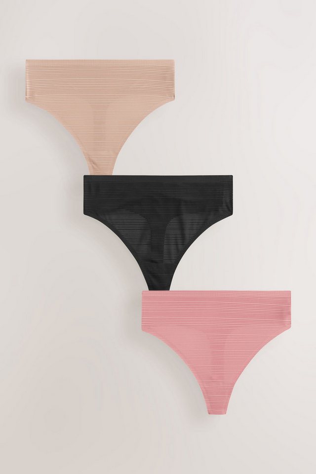 Next High-Waist-String Nahtloses Hochbund-Tangas mit Streifen, 3er-Pack (3-St) von Next