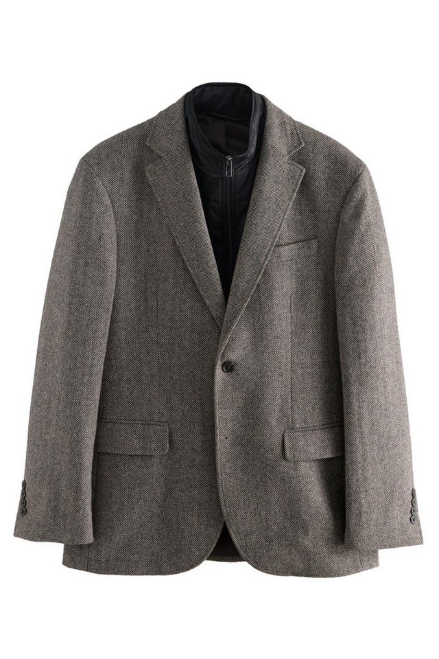 Next Jackenblazer Regular Fit Hybrid-Sakko mit Innenweste, Fischgrät (1-tlg) von Next