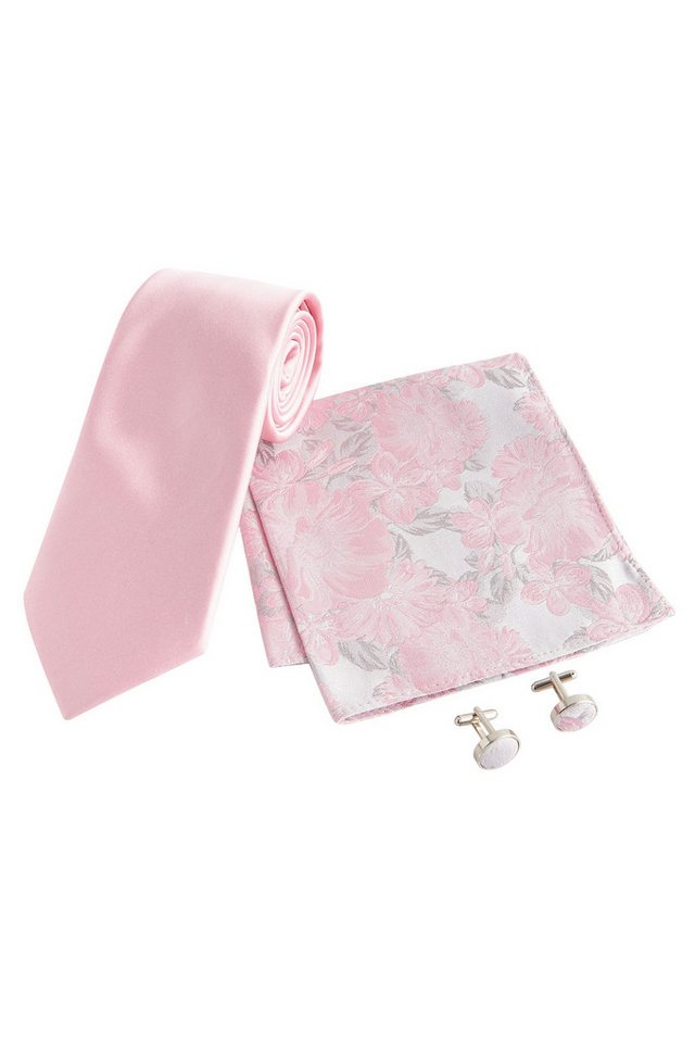 Next Krawatte Krawatte, Einstecktuch + Manschettenknöpfe im Set (3-St) von Next