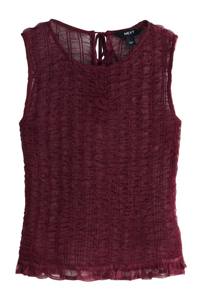 Next Kurzarmbluse Ärmelloses, gesmoktes Mesh-Rundhalsoberteil (1-tlg) von Next