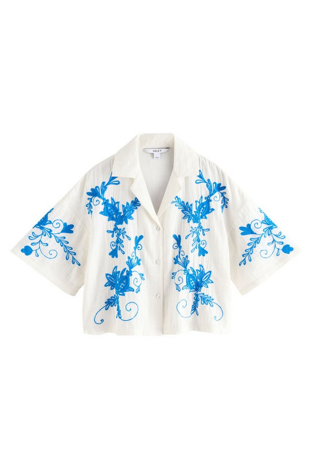 Next Kurzarmbluse Relaxed Fit Kurzarmbluse mit Stickerei (1-tlg) von Next