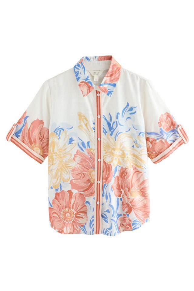 Next Kurzarmhemd Geknöpfte Kurzarmbluse mit Leinenanteil (1-tlg) von Next