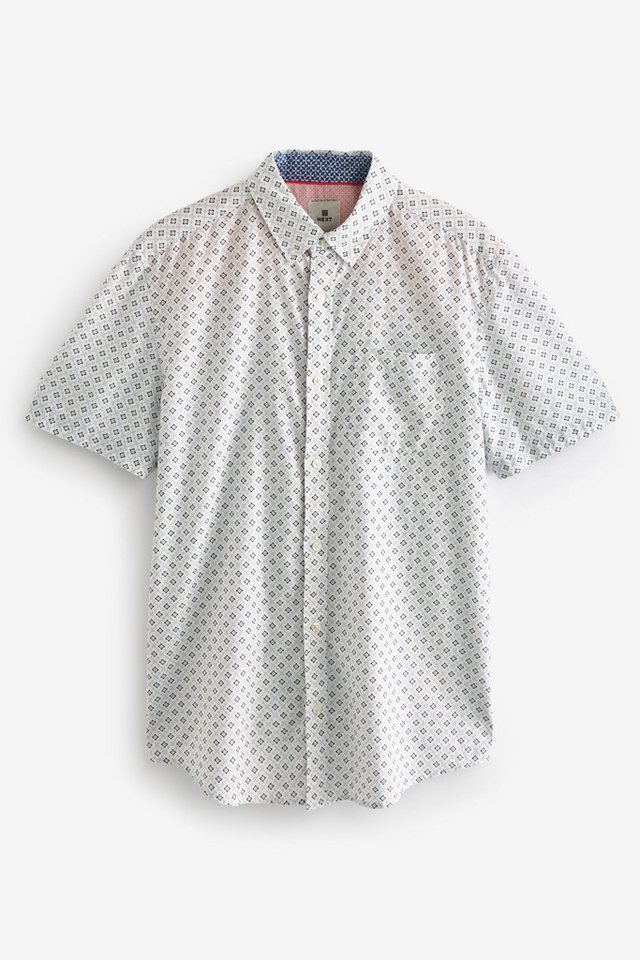 Next Kurzarmhemd Kurzärmeliges Hemd aus Leinengemisch mit Print (1-tlg) von Next