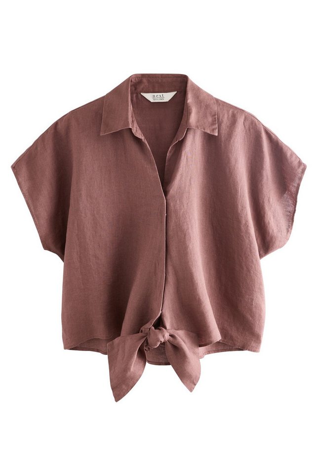 Next Kurzarmhemd Kurzarm-Bluse mit Knotendesign vorne aus Leinen (1-tlg) von Next