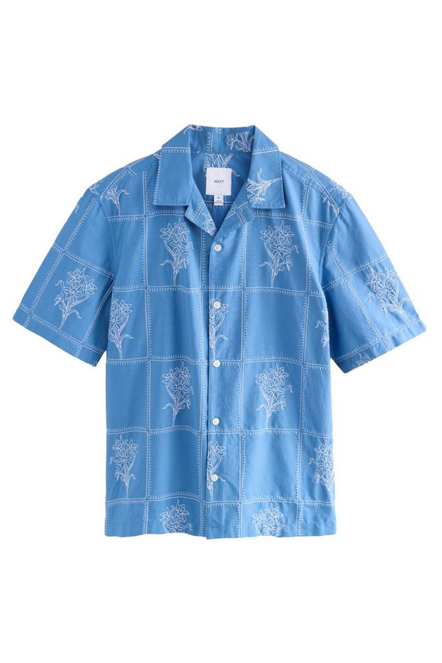 Next Kurzarmhemd Kurzarmhemd aus 100 % Baumwolle, Blumen-Stickerei (1-tlg) von Next